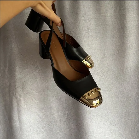 SANDRO PARIS NEW/ Black Slingback w/gold accent - Picture 1 of 6